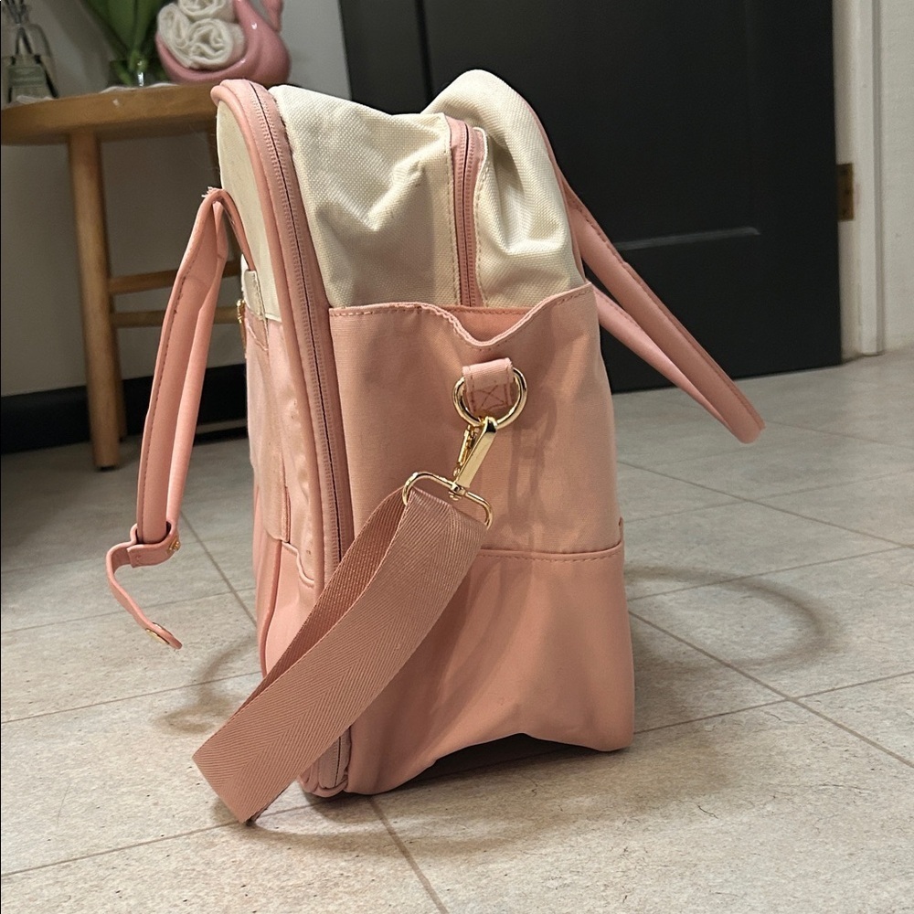 Women's Pink and Cream Travel Bag - Picture 2 of 3